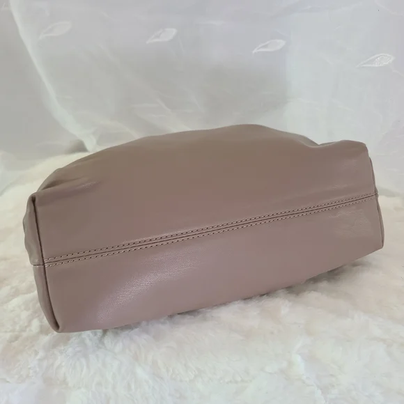 Badgley Mischka Vegan Leather Taupe Pleated Logo Shoulder Bag – NWT - Picture 6 of 10